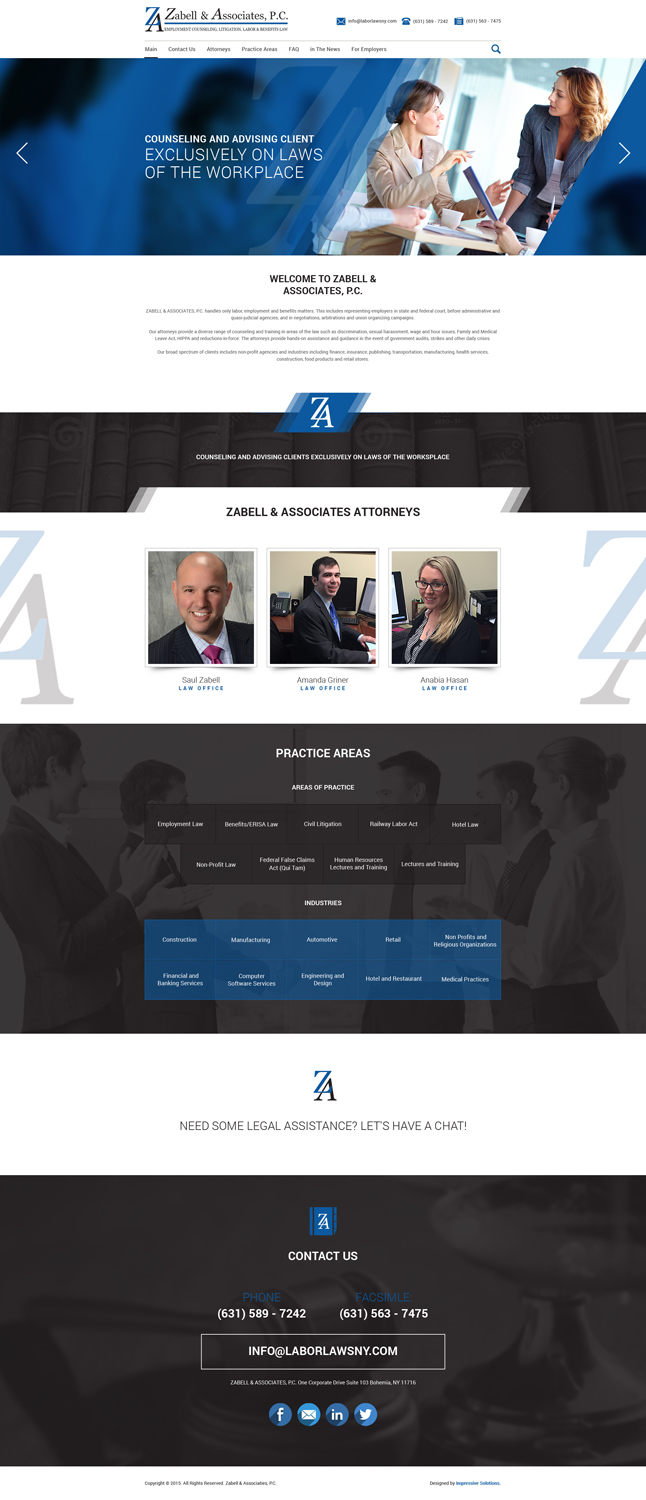 Web Design by Impressive Solutions for Zabell & Associates, PC | Design #5918454