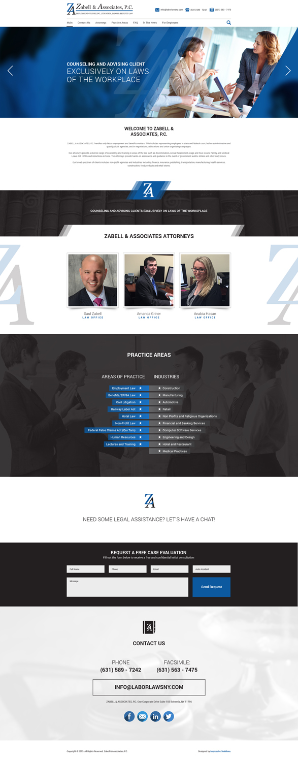 Web Design by Impressive Solutions for Zabell & Associates, PC | Design #5920605