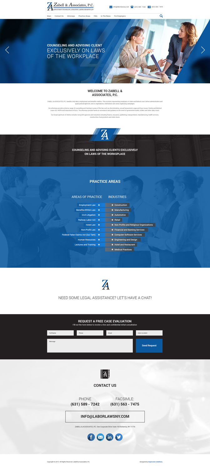 Web Design by Impressive Solutions for Zabell & Associates, PC | Design #5922234
