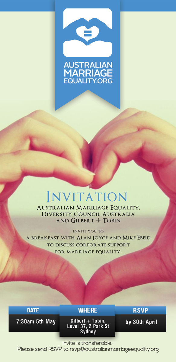 Einladungs-Design von alessandroevge für Australian Marriage Equality | Design #5889882