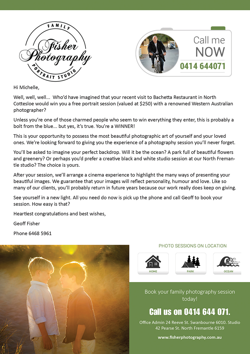 Flyer Design by HariKiranIsukapalli for Fisher Photography | Design #5872642
