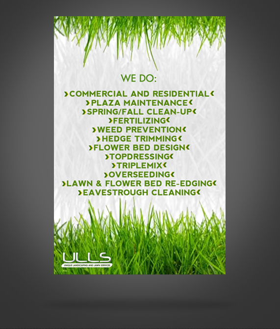 Diseño de Flyer por James Sylvester para Unique Landscaping and Lawn Services | Diseño #1604002