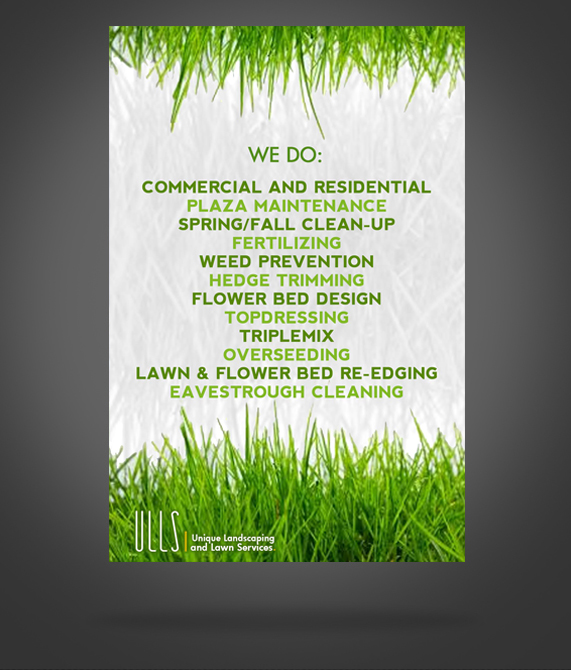 Diseño de Flyer por James Sylvester para Unique Landscaping and Lawn Services | Diseño #1606404