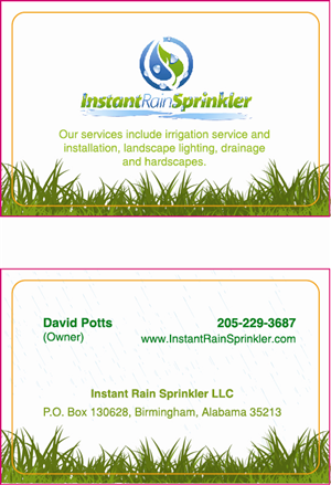 Business Card Design by Creative hub for Instant Rain Sprinkler LLC | Design: #1979578