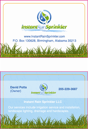 Business Card Design by Creative hub for Instant Rain Sprinkler LLC | Design: #1979626