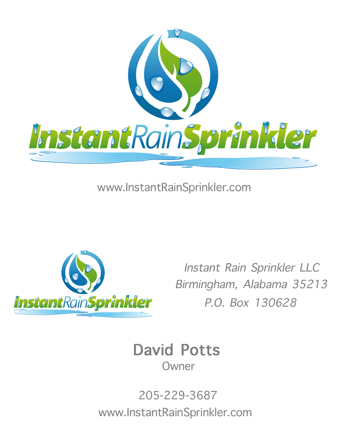 Business Card Design by Tesla for Instant Rain Sprinkler LLC | Design #1963993