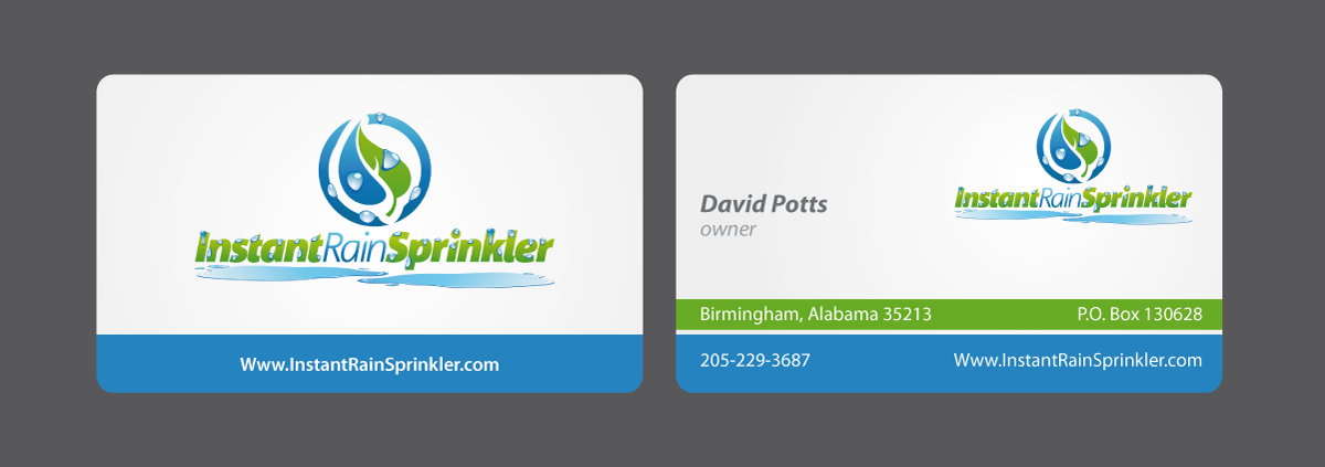 Business Card Design by Andrea for Instant Rain Sprinkler LLC | Design #1967456