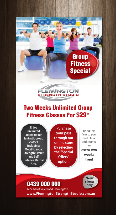 modern professional boutique flyer design for flemington strength group circuit flyer
