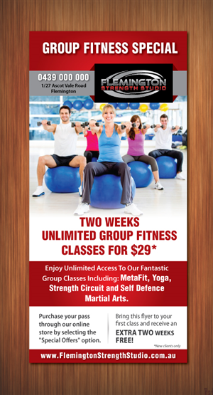 Group fitness classes - DL flyer | Flyer Design by meet007