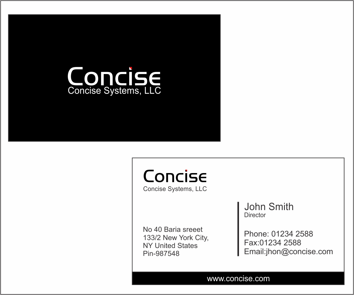 Business Card Design by Web n Graphic Group for Concise Systems, LLC | Design #1610520