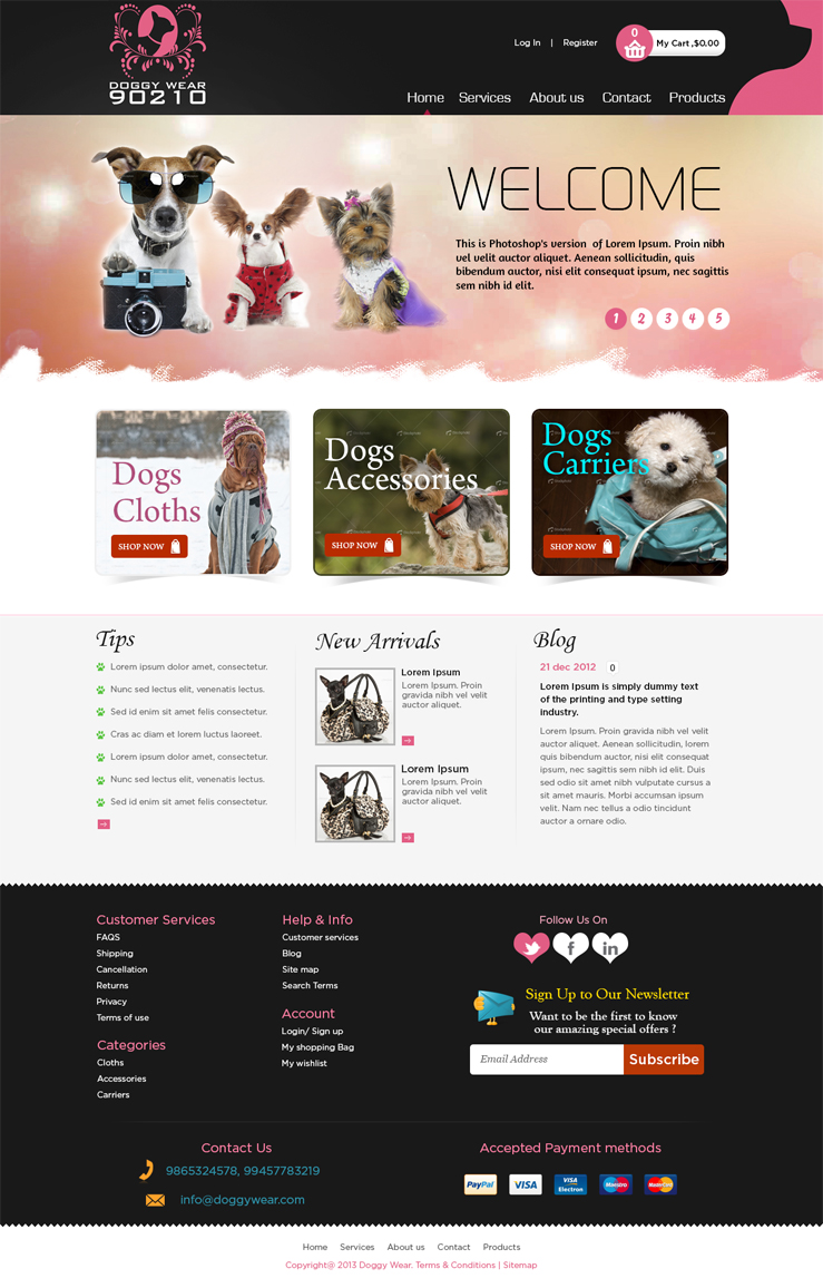 Web Design by Mayank Patel for Doggywear 90210 | Design #1613355