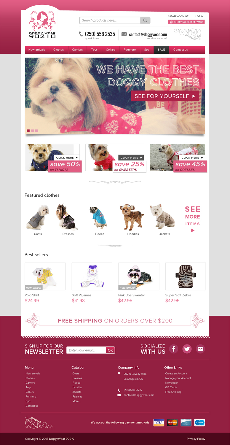 Diseño Web por Alex D para Doggywear 90210 | Diseño #1605845