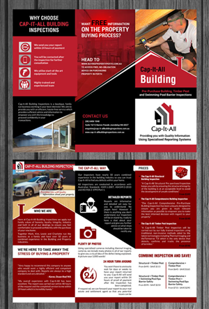 Flyer Design by debdesign for Cap-It-All Building Inspections | Design: #6006767