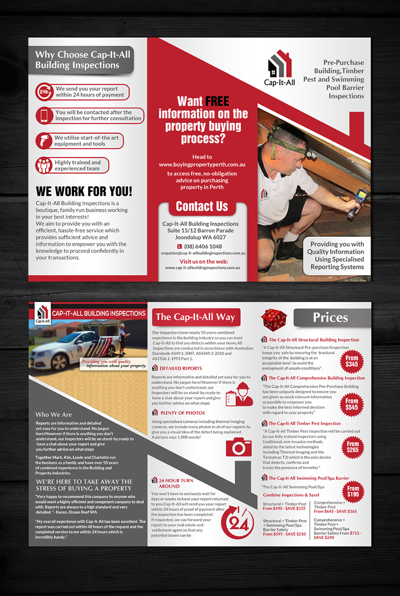 Flyer-Design von ESolz Technologies für Cap-It-All Building Inspections | Design #6000971