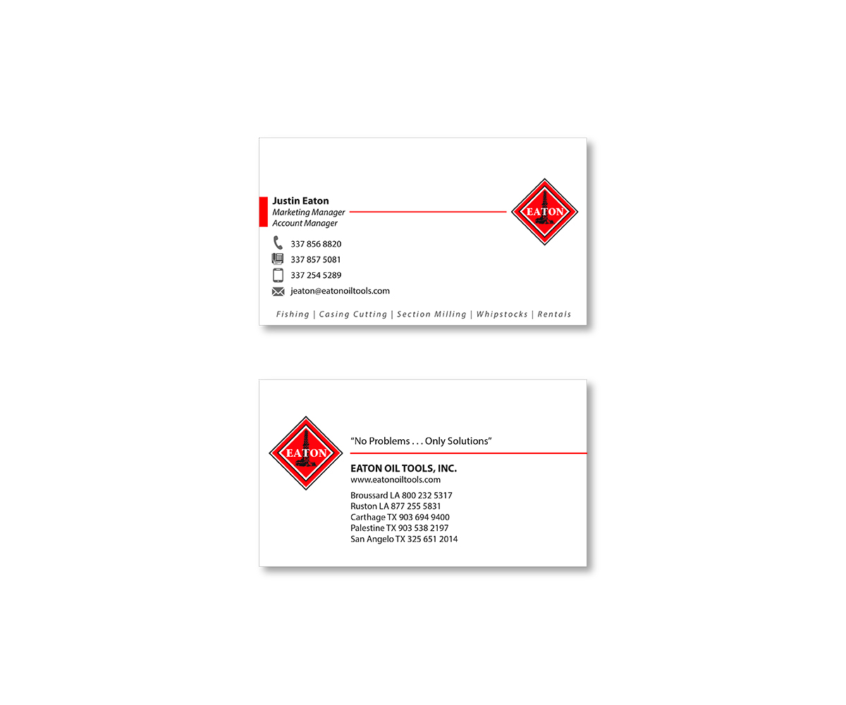 Visitenkarten-Design von Mahsa Namvar für Eaton Oil Tools, Inc. | Design #5932738
