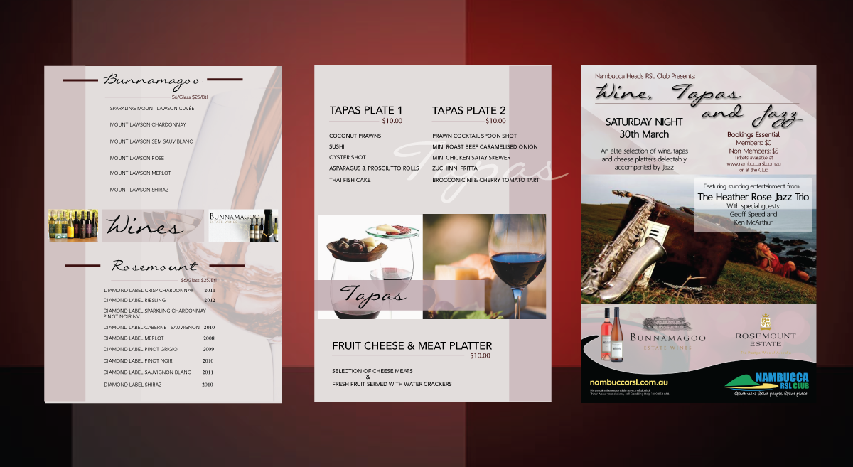 Diseño de Brochure por CarolC para Nambucca Heads RSL Club | Diseño #1611602