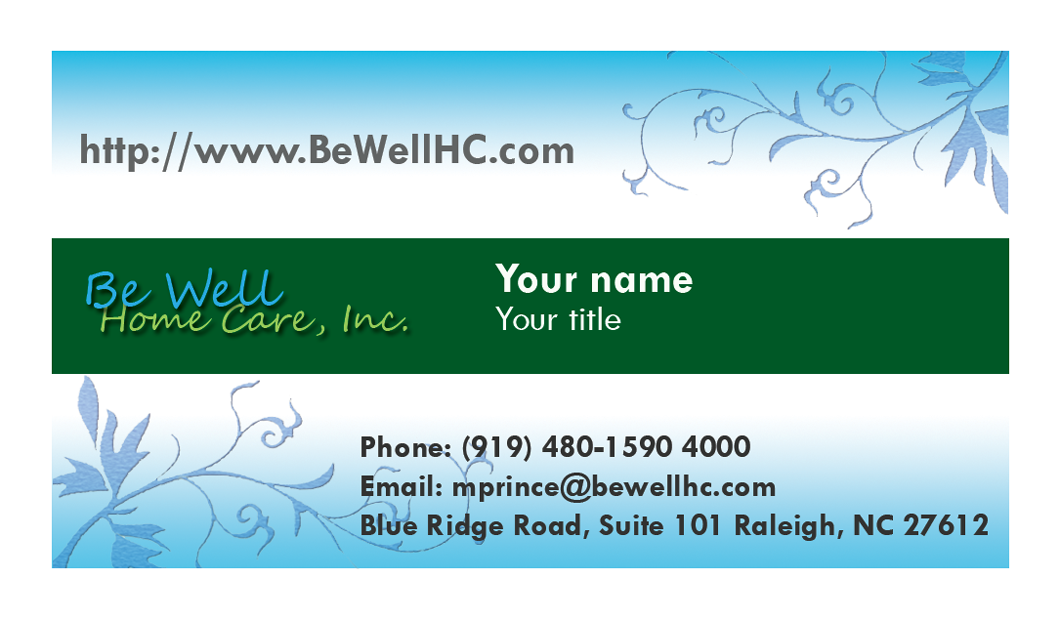 Design de Carte de Visite par Samyon pour Be Well Home Care | Design #5962787