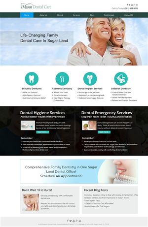 Diseño de Página de Aterrizaje por Kuldeepak para Mann Dental Care, P.A. | Diseño #5943999