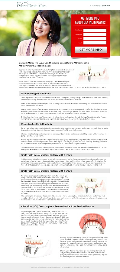 Landing Page Design by Kuldeepak for Mann Dental Care, P.A. | Design #5944016