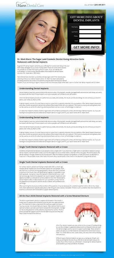 Landing Page Design by Kuldeepak for Mann Dental Care, P.A. | Design #5944019