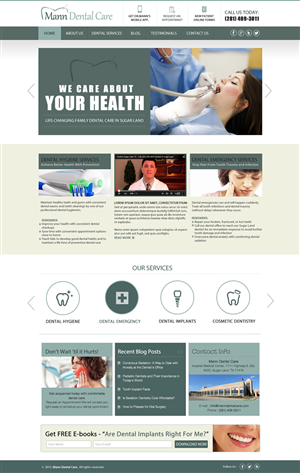 Diseño de Página de Aterrizaje por Anooshaa para Mann Dental Care, P.A. | Diseño #5980373
