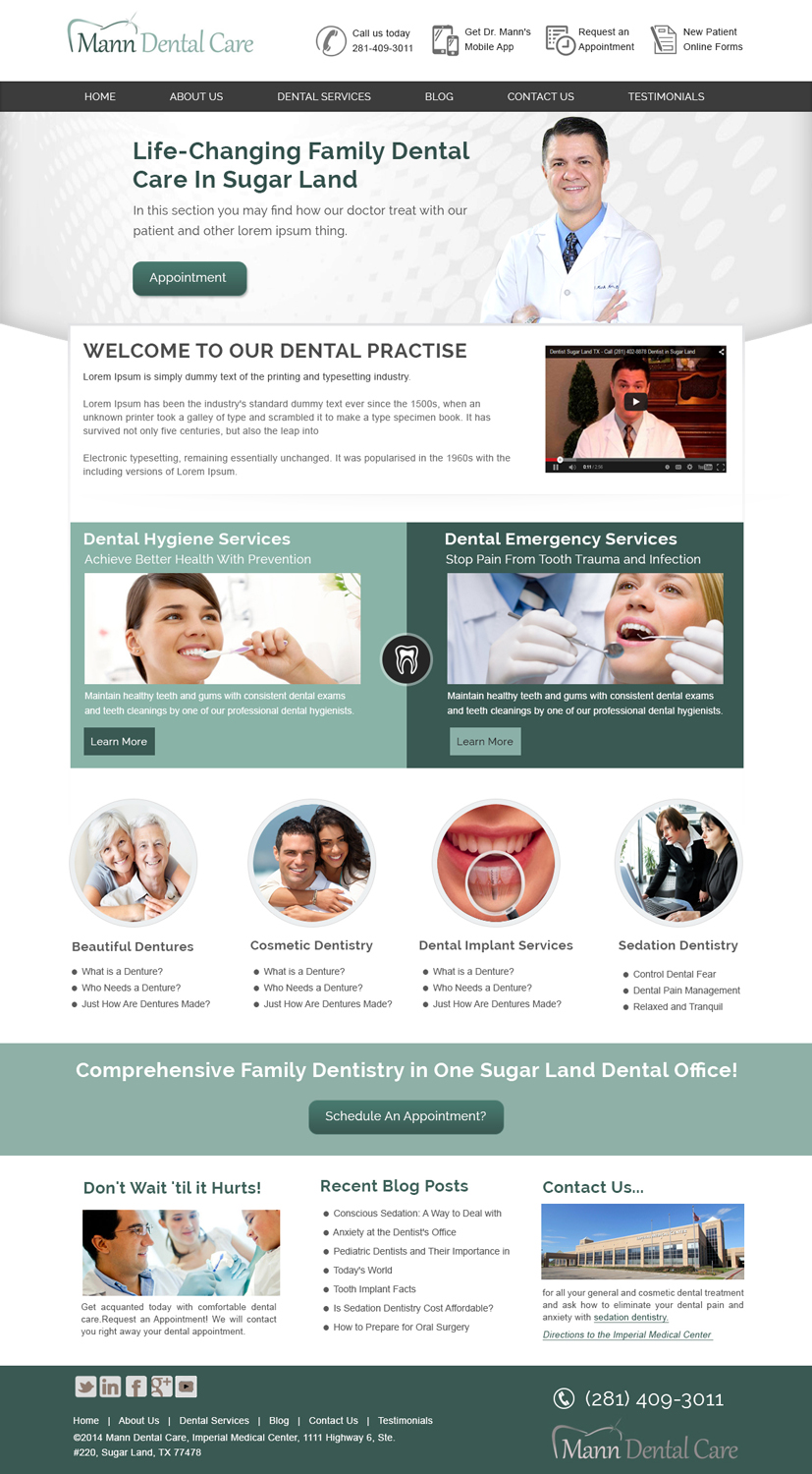 Diseño de Página de Aterrizaje por webxvision para Mann Dental Care, P.A. | Diseño #5948358