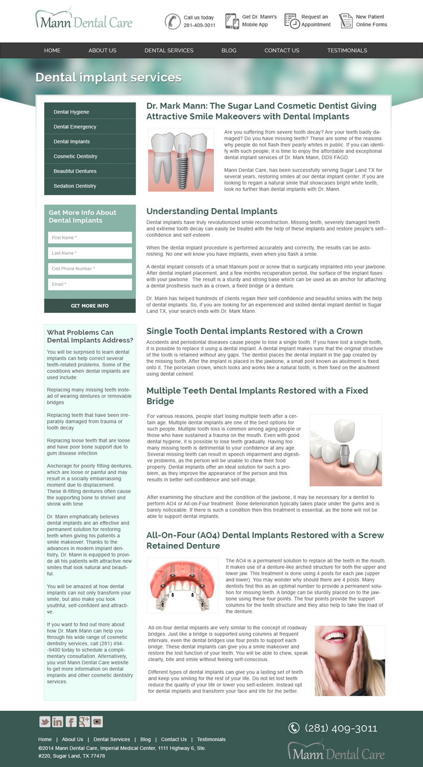 Landing Page Design by webxvision for Mann Dental Care, P.A. | Design #5968994