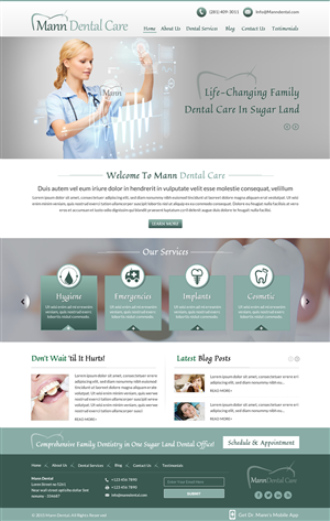 Diseño de Página de Aterrizaje por Sbss para Mann Dental Care, P.A. | Diseño: #5939206