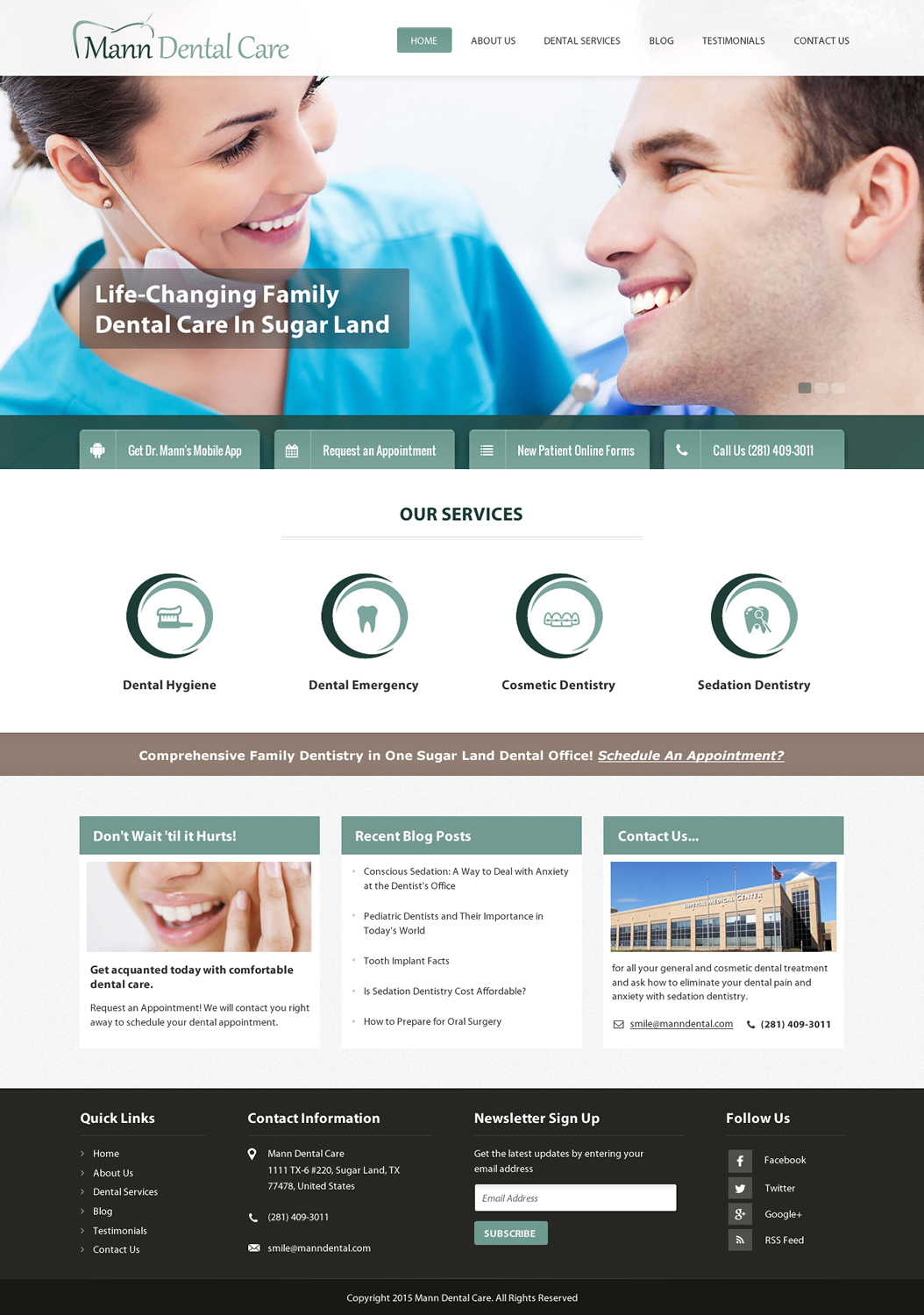 Diseño de Página de Aterrizaje por Sbss para Mann Dental Care, P.A. | Diseño #5957913
