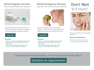 Diseño de Página de Aterrizaje por SixCreations para Mann Dental Care, P.A. | Diseño: #5981712