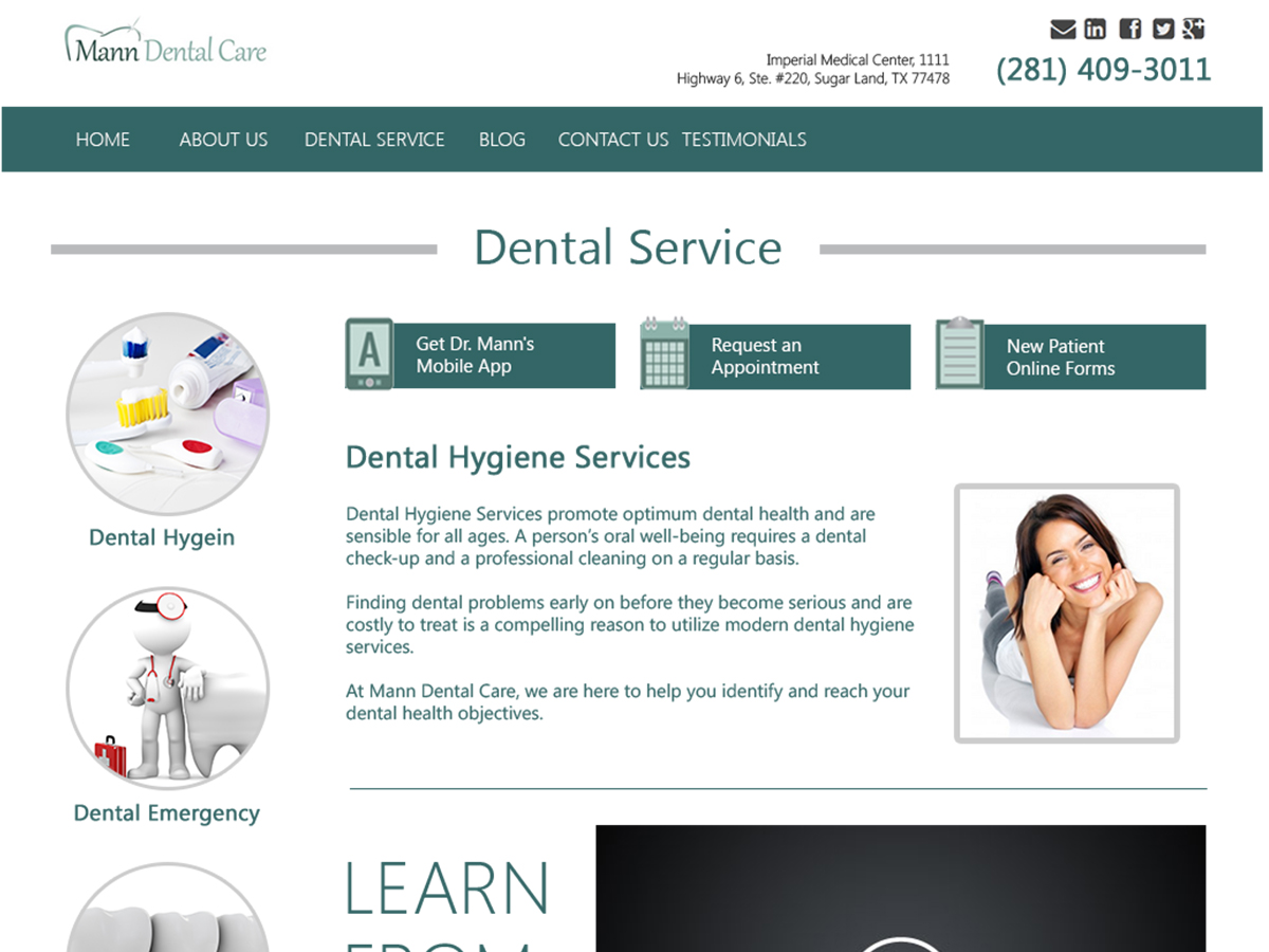 Diseño de Página de Aterrizaje por SixCreations para Mann Dental Care, P.A. | Diseño #5981766