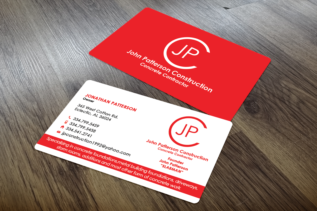 Design de Carte de Visite par Sajin pour John Patterson Construction | Design #5938119