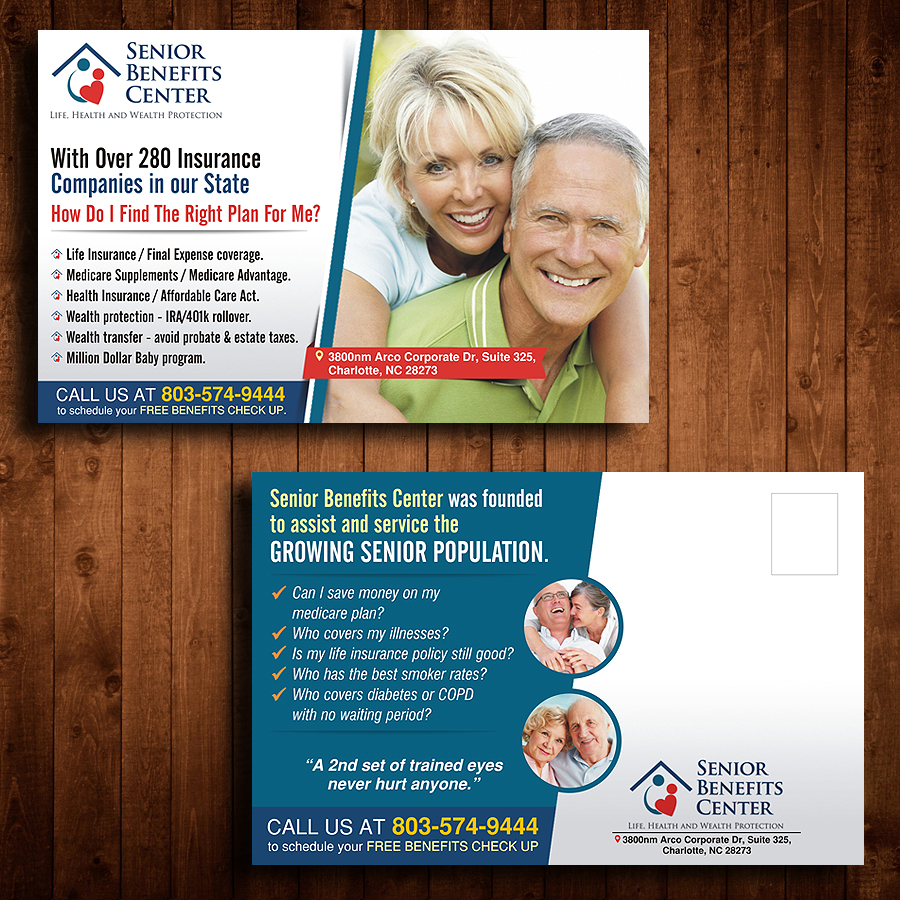 Postcard Design by Designers Hub for Senior Benefits Center | Design #5982574