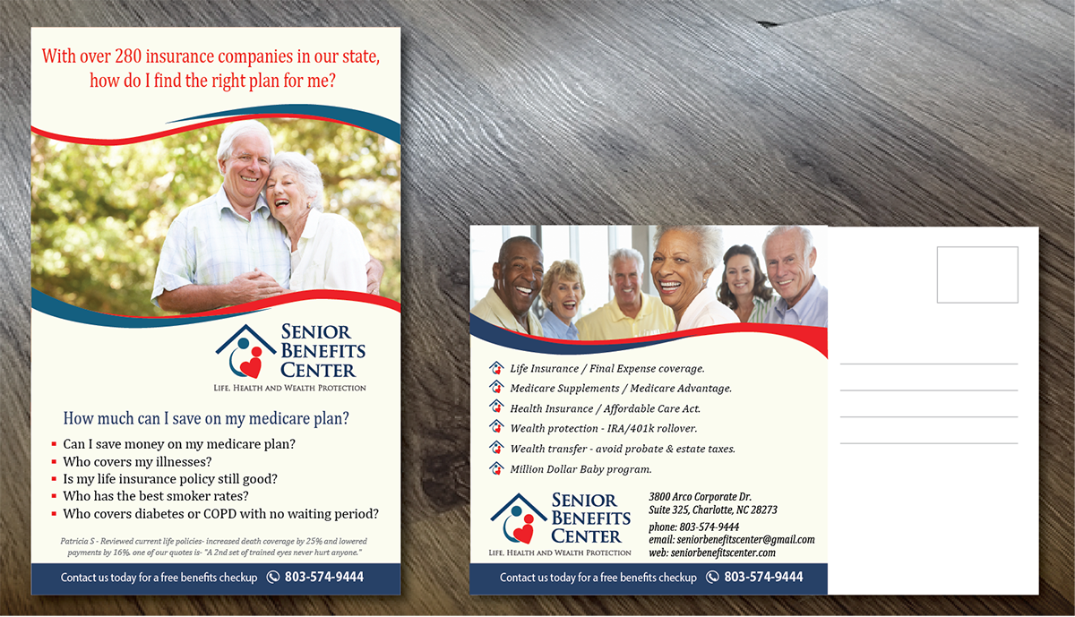 Postcard Design by alex989 for Senior Benefits Center | Design #6000614