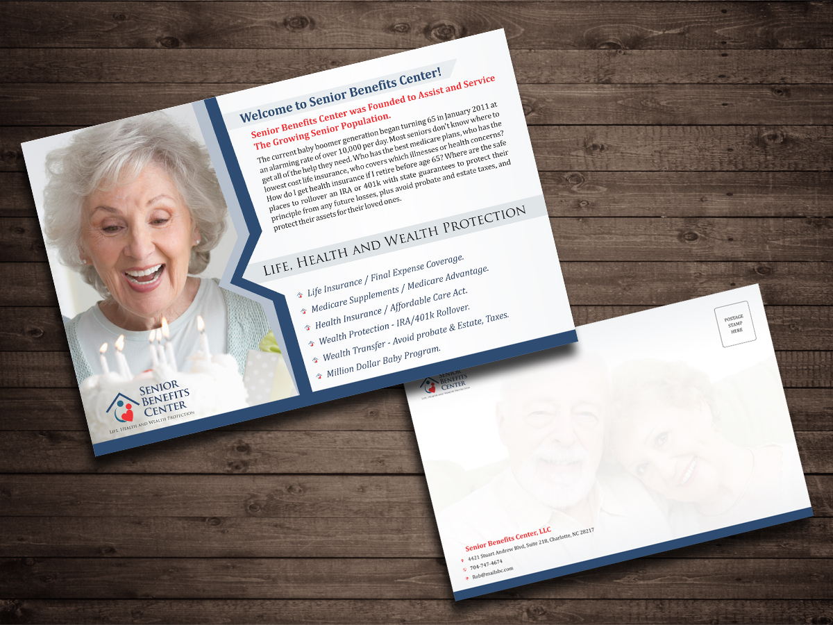Postcard Design by sajidahmed_pirzada for Senior Benefits Center | Design #6001393