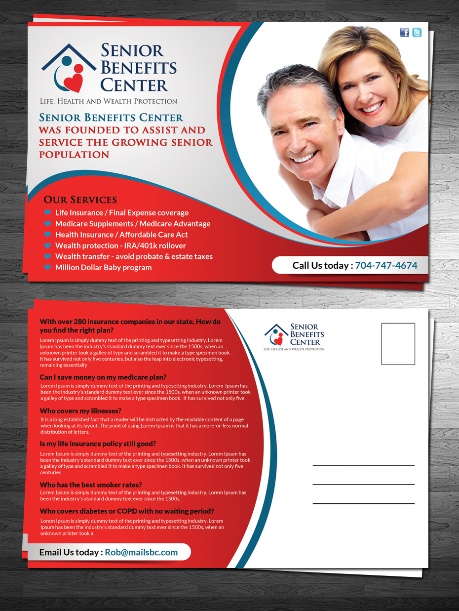 Postcard Design by debdesign for Senior Benefits Center | Design #5979774