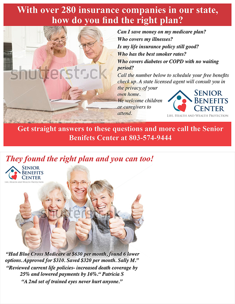 Postcard Design by Marcy M for Senior Benefits Center | Design #6010250