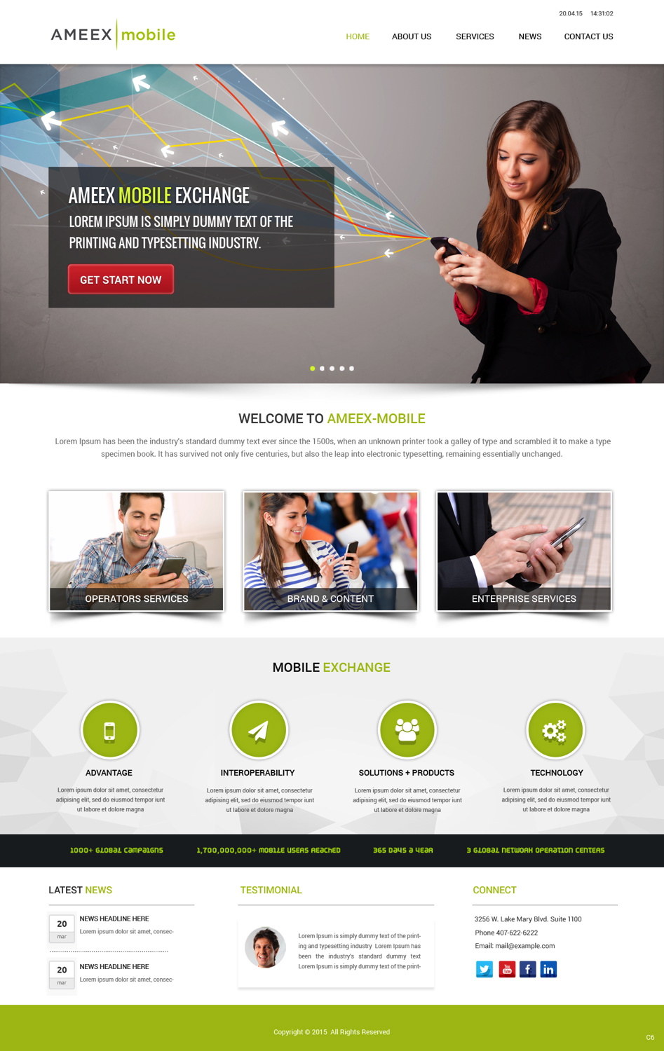 Web Design by pb for AMEEX Mobile Exchange S.A. | Design #5997608