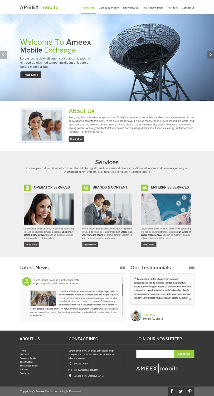 Web Design by OM for AMEEX Mobile Exchange S.A. | Design #5982043