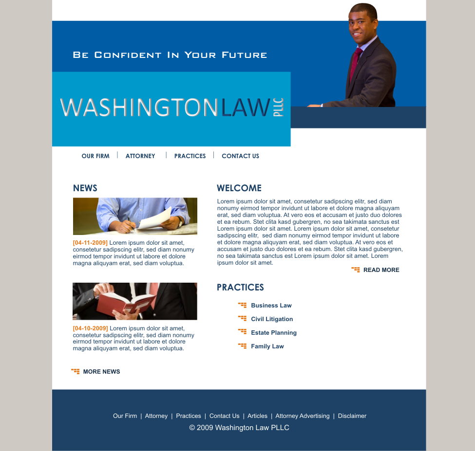 Web Design by SiddKidd for Washington Law PLLC | Design #8781