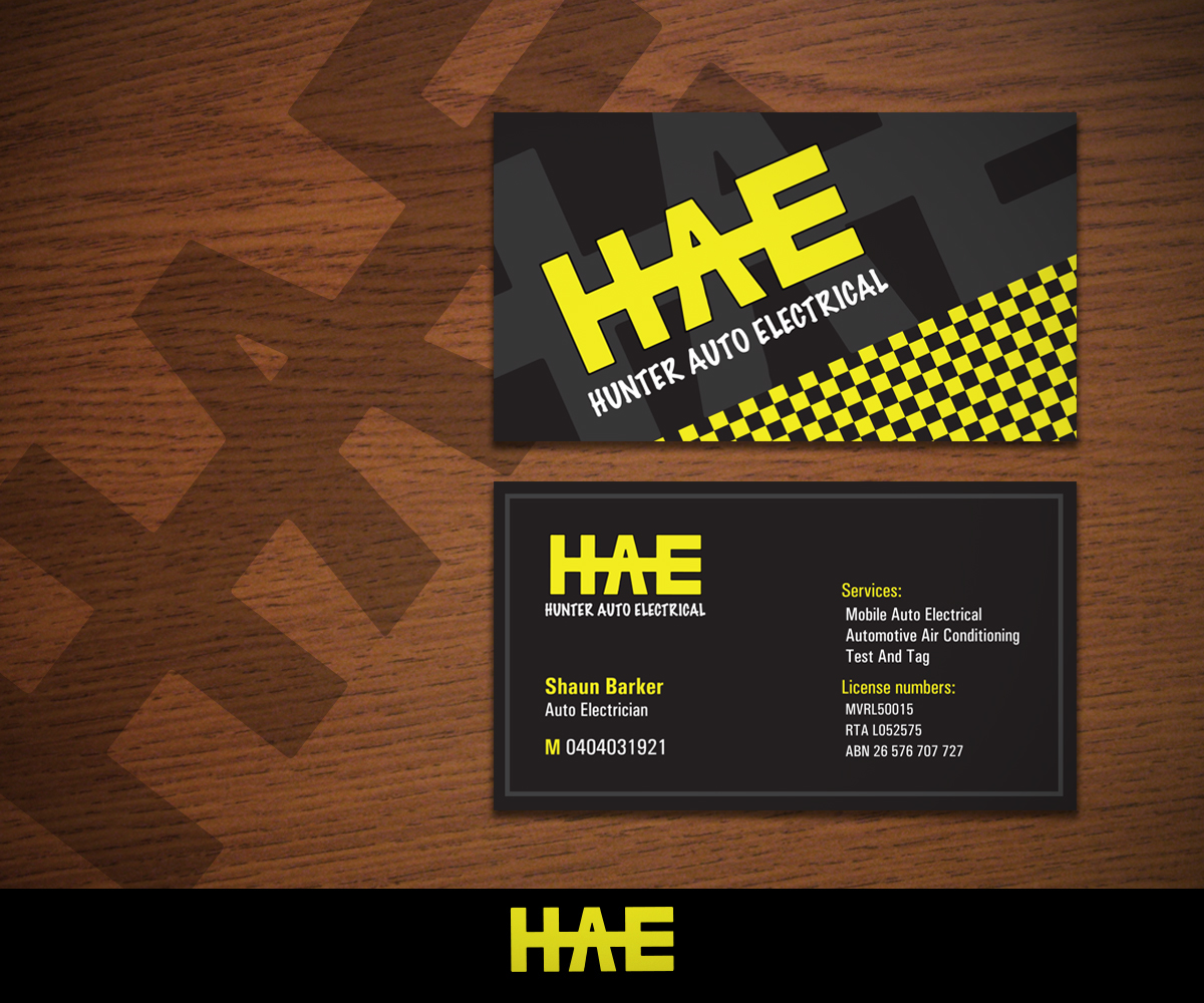 Business Card Design by Yanina Mashkina for Hunter Auto Electrical | Design: #1612529