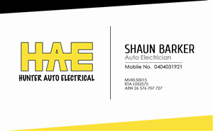 Diseño de Tarjeta de Presentación por Harrison Razzaq para Hunter Auto Electrical | Diseño #1609574