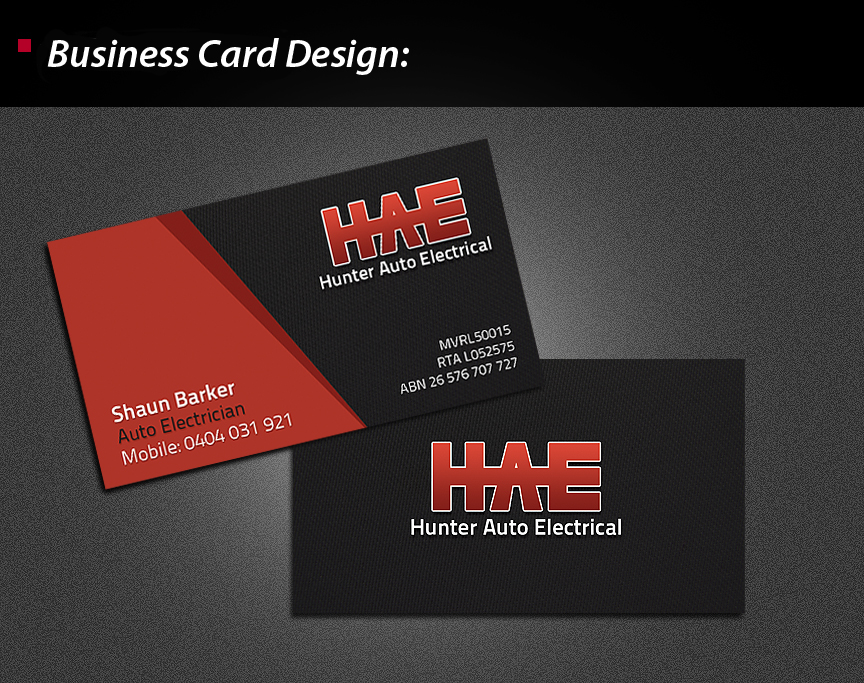 Business Card Design by wolfgfxdesign for Hunter Auto Electrical | Design #1622014