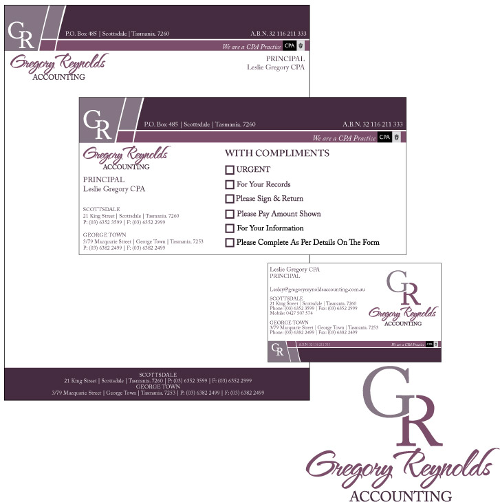 Diseño de Papelería por NiteOwl Designs para Gregory Reynolds Accounting | Diseño #8290