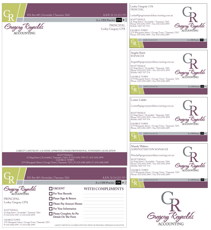 Diseño de Papelería por NiteOwl Designs para Gregory Reynolds Accounting | Diseño #8323