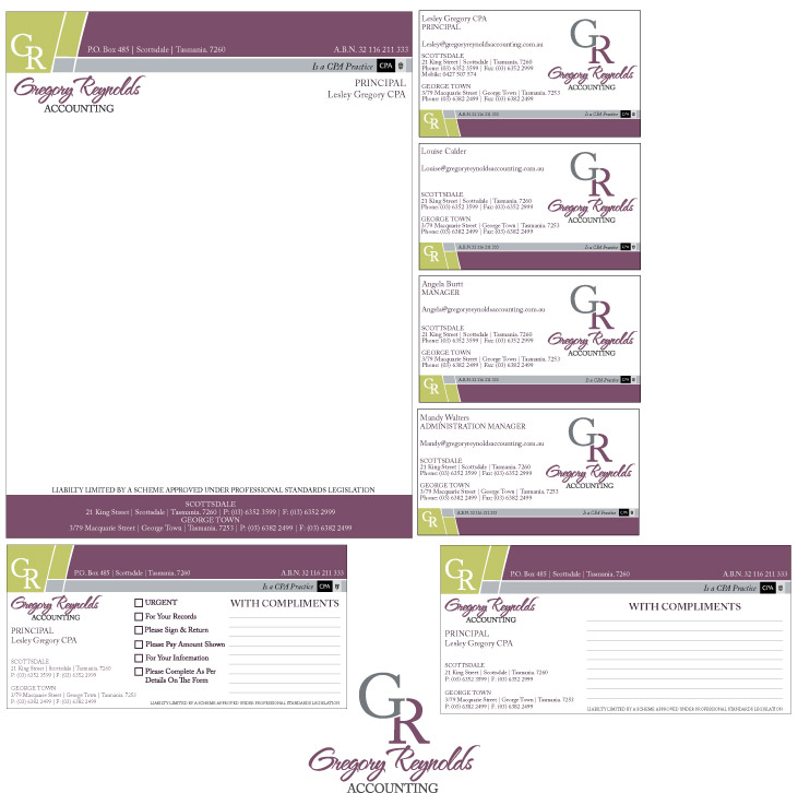 Stationery Design by NiteOwl Designs for Gregory Reynolds Accounting | Design #8346