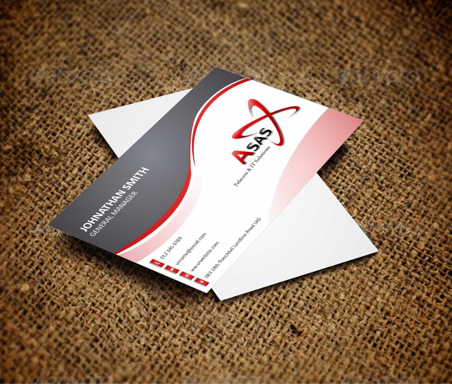 Visitenkarten-Design von AwsomeD für ASAS Telecom & IT Solutions | Design #5978658