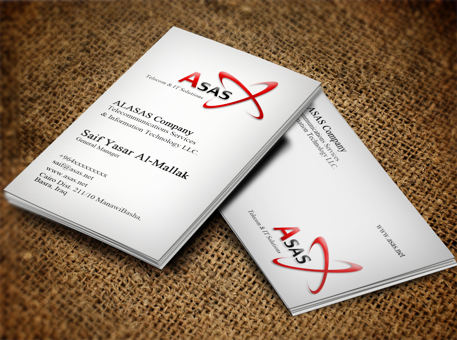 Business Card Design by Lanka Ama for ASAS Telecom & IT Solutions | Design #5977646