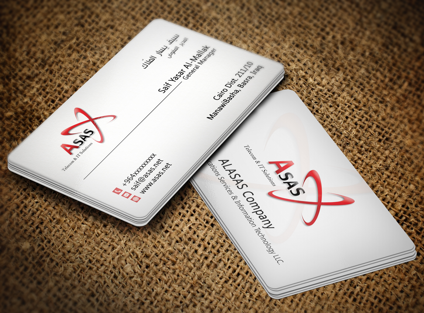 Business Card Design by Lanka Ama for ASAS Telecom & IT Solutions | Design #5979676