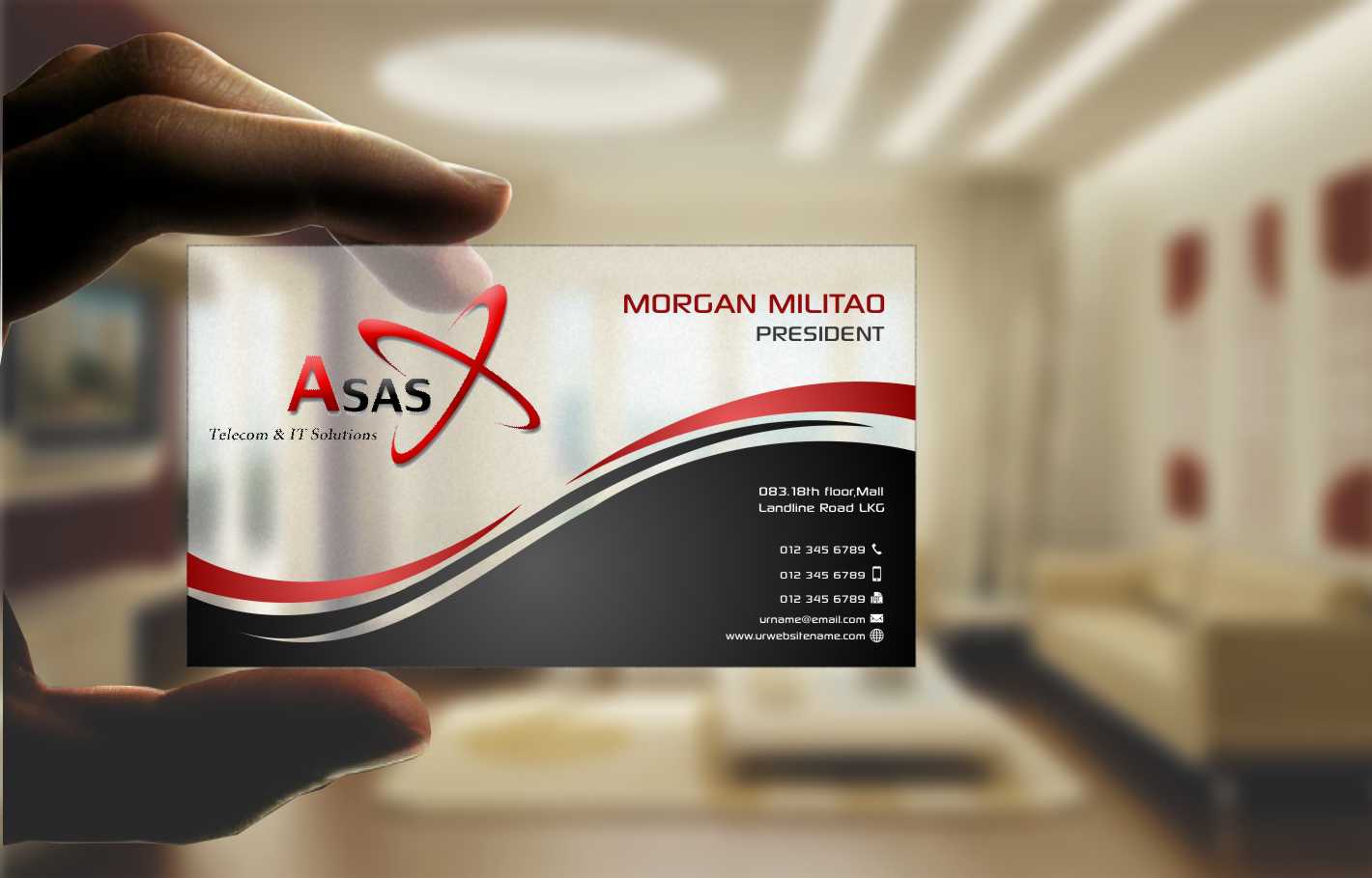 Business Card Design by szabist for ASAS Telecom & IT Solutions | Design #5978426